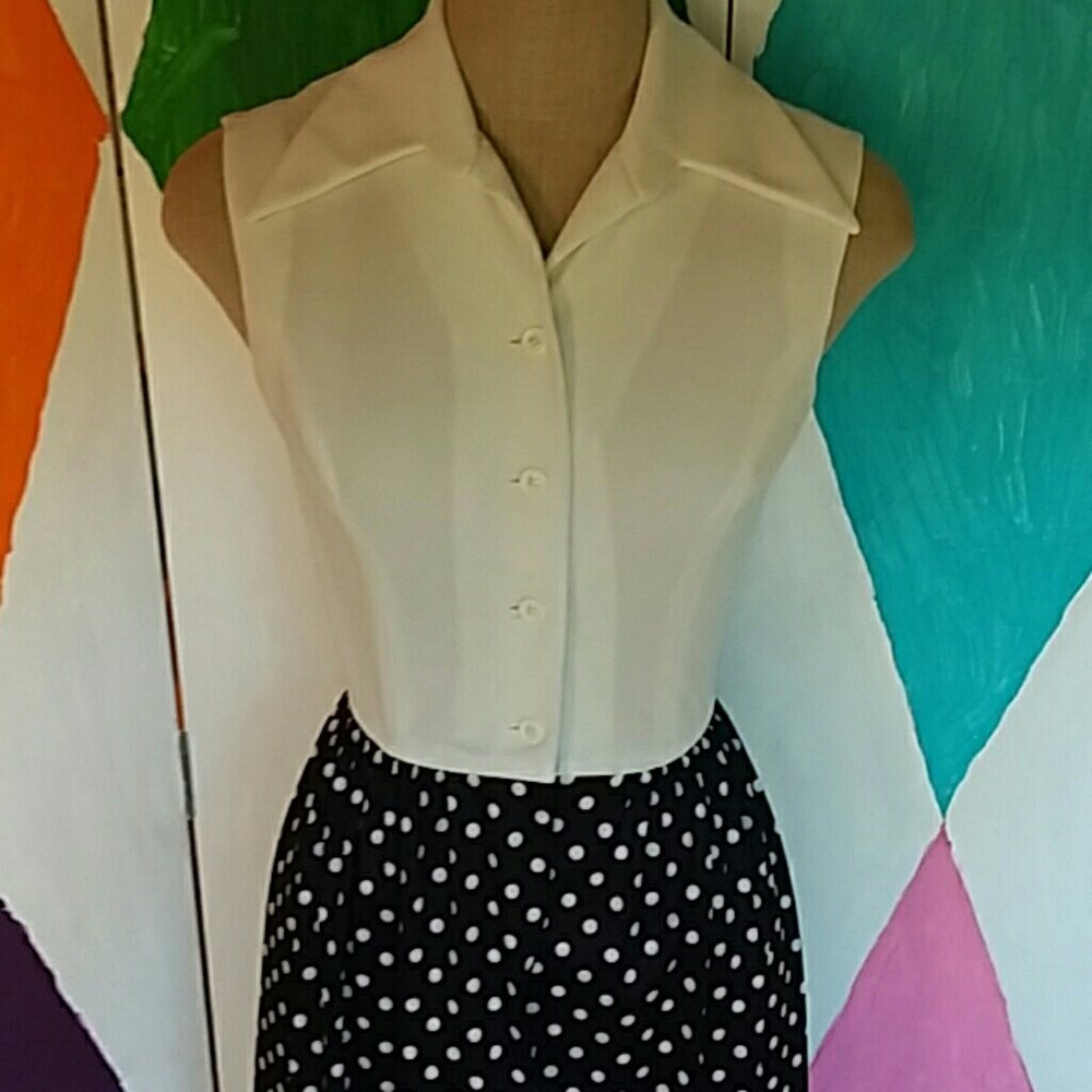 Vintage Black and White Polka Dot  Maxi Dress